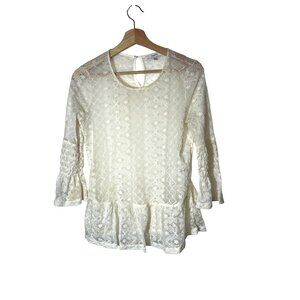 Ro&de Womens Lace Peplum Top White Size XS